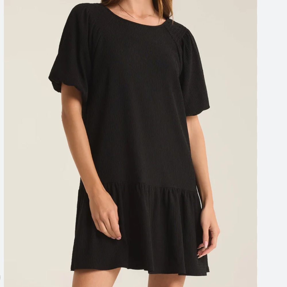 Z SUPPLY Remy Drop Waist Texture Dress In‎ Black Size Medium